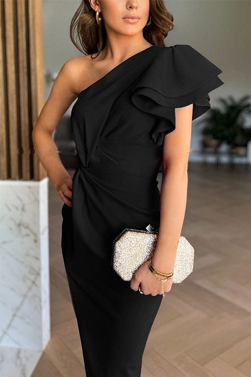 Mya | Off-Shoulder Midi Dress with Slit