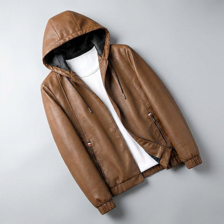 Men's Jacket - Hooded Zip Up Bomber with Elasticated Cuffs and Side Pockets