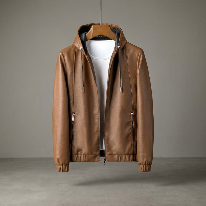 Men's Jacket - Hooded Zip Up Bomber with Elasticated Cuffs and Side Pockets