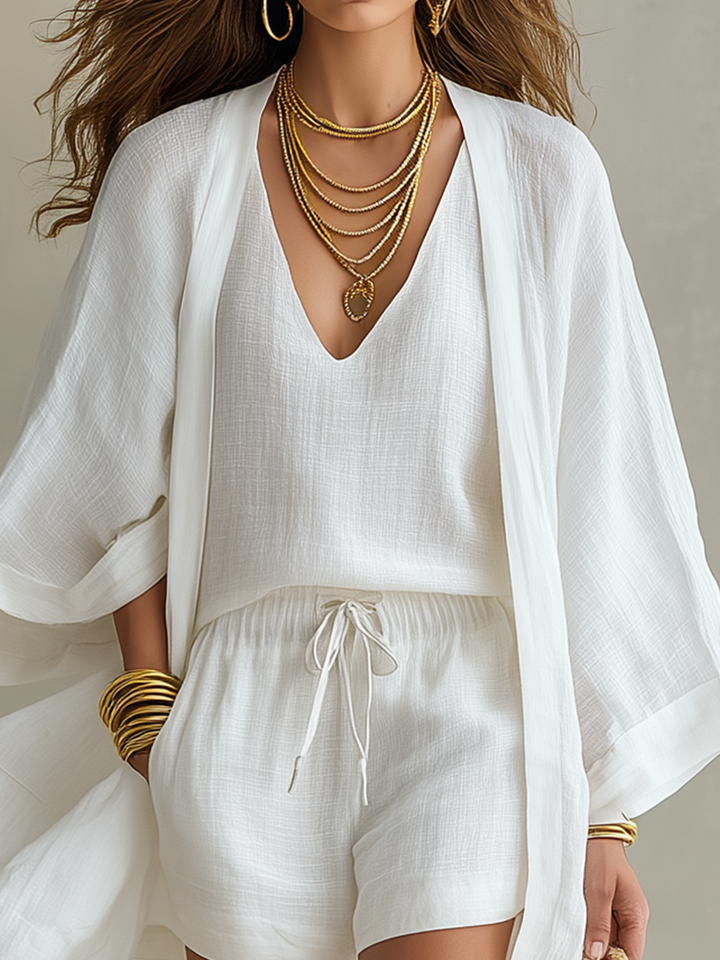 Easygoing Three-Piece Layered Set in Lightweight Fabric