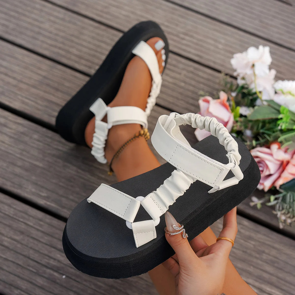 Aura Iridescent Platform Sandal