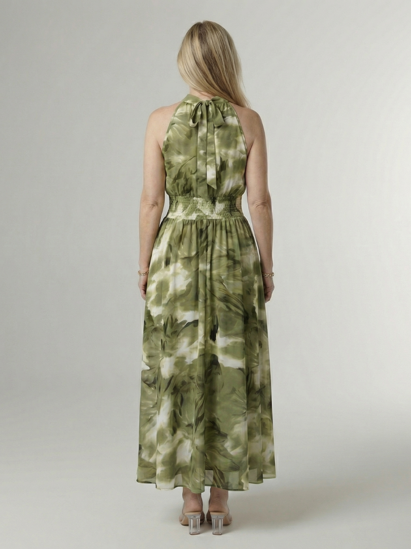 Sylin | Halter Midi Dress with Gathered Detail