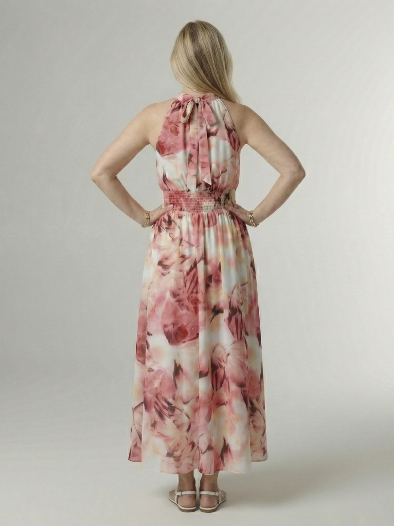 Sylin | Halter Midi Dress with Gathered Detail