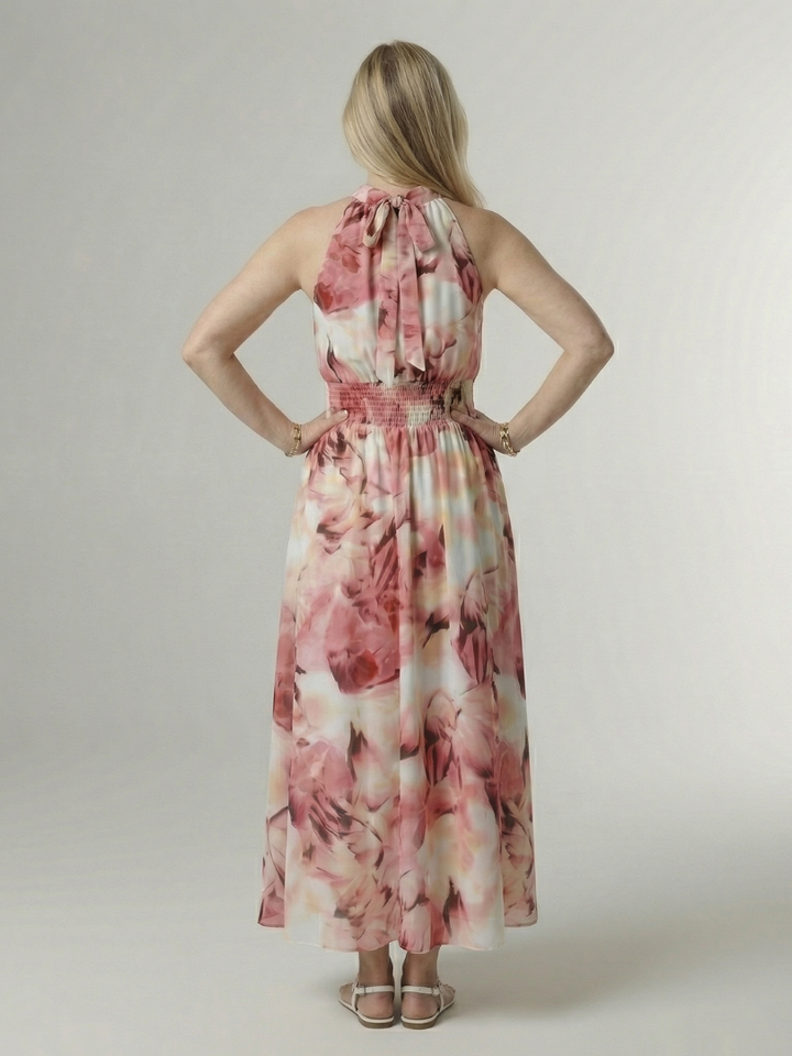 Sylin | Halter Midi Dress with Gathered Detail