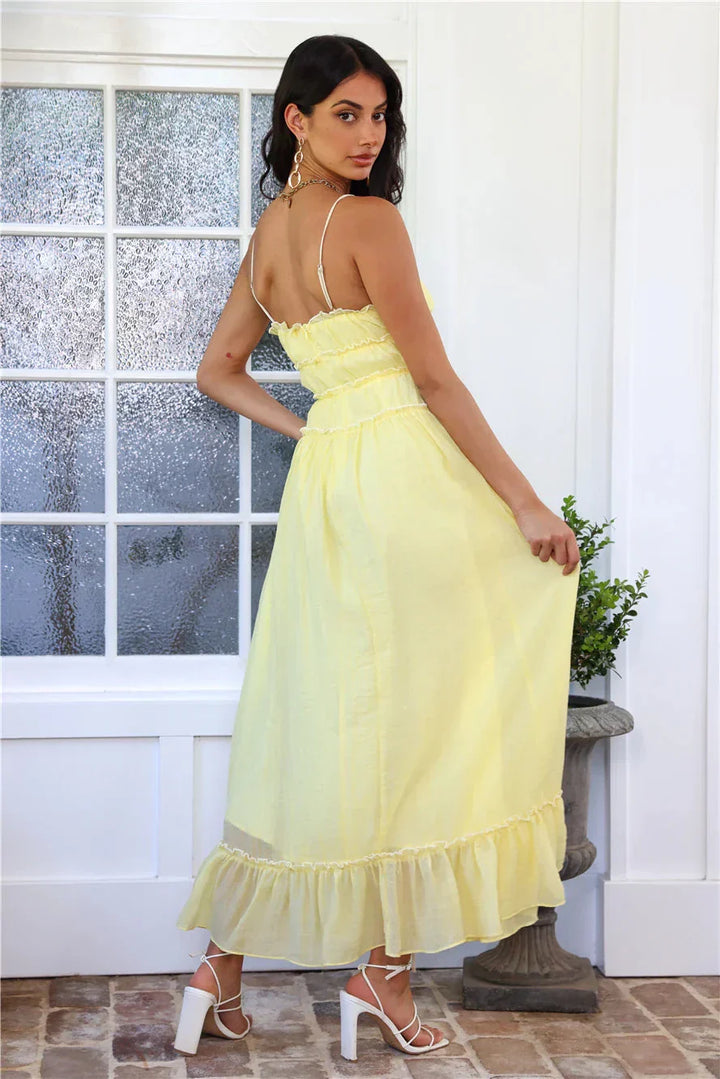 Women's Smocked Ruffle Tiered Spaghetti Strap Flowy Maxi Dress