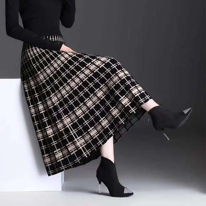 Knit Pleated Midi Skirt