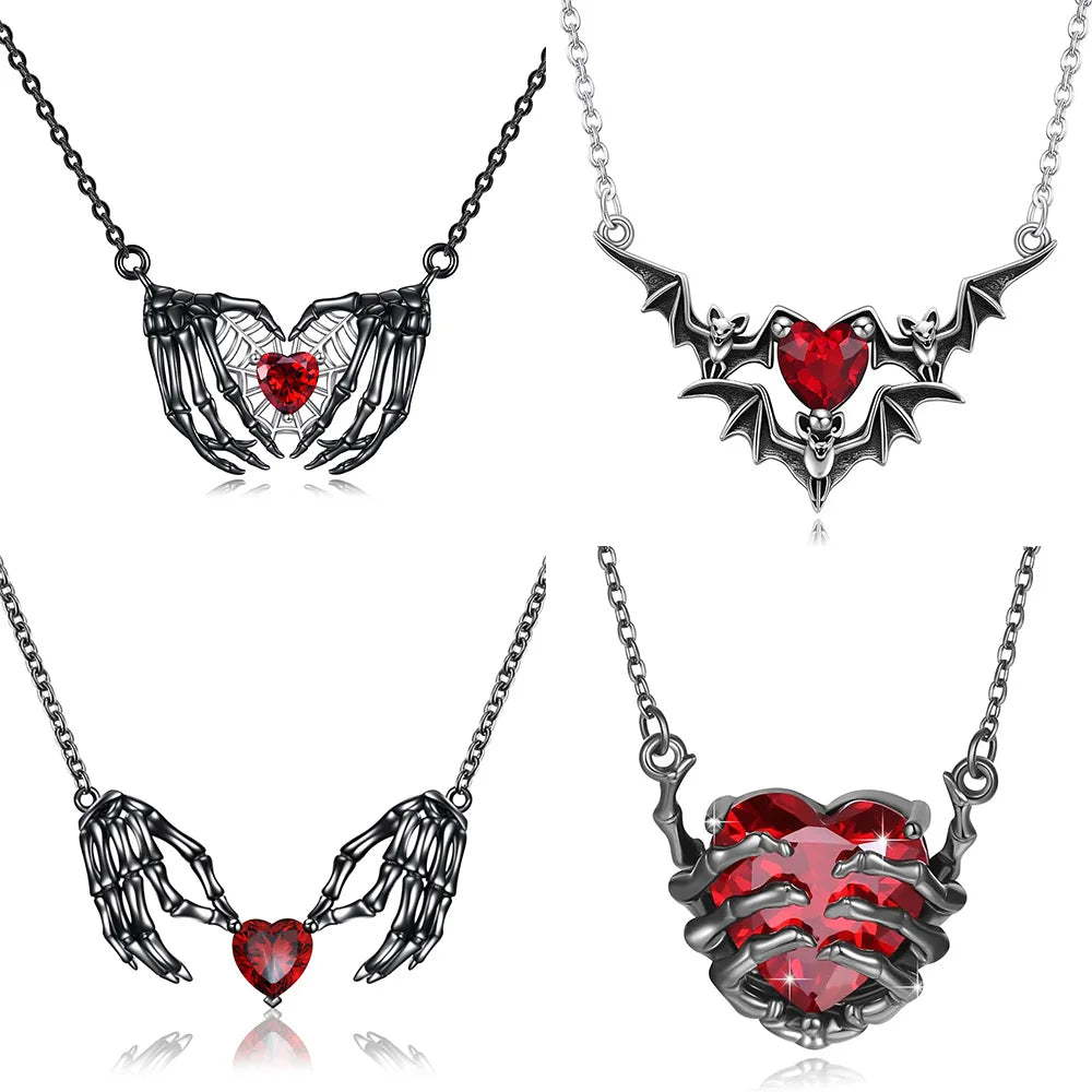 Skeleton Heart Pendant Necklace