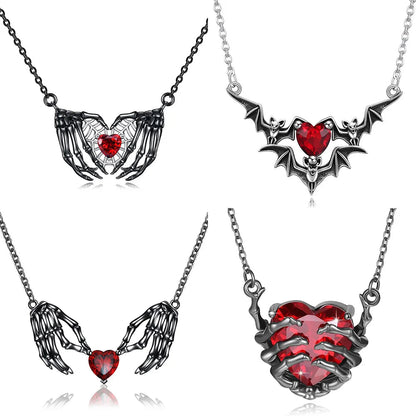 Skeleton Heart Pendant Necklace