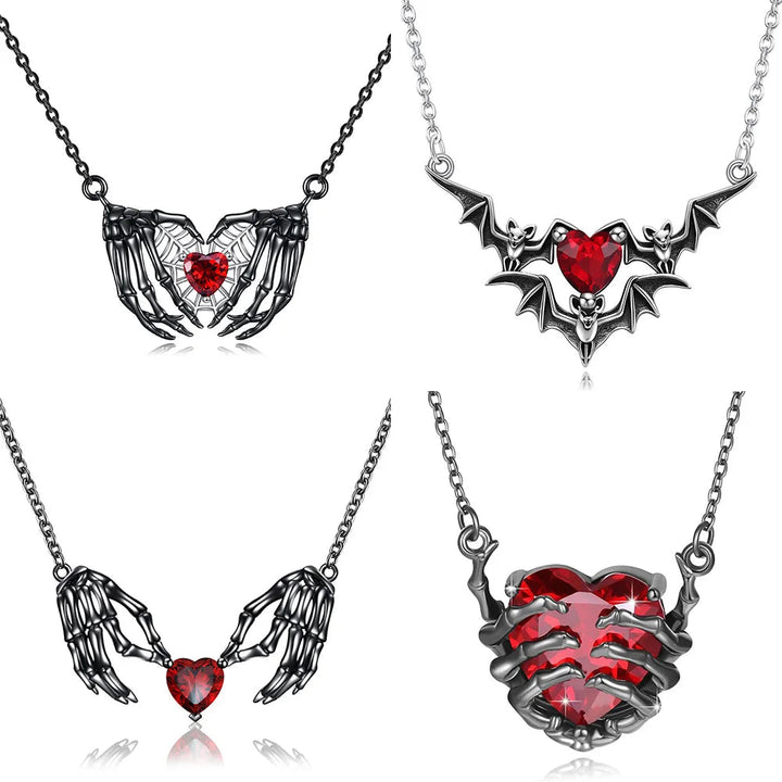 Skeleton Heart Pendant Necklace