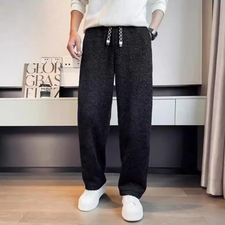 Men's Wide Leg Pants - Elasticated Waist Drawcord Twill