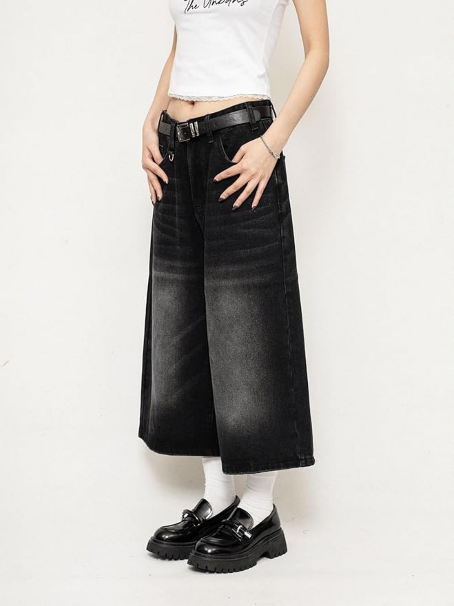 Rebel Wide-Leg Denim Culotte