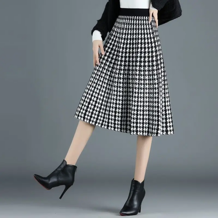 Monroe Houndstooth Midi Skirt