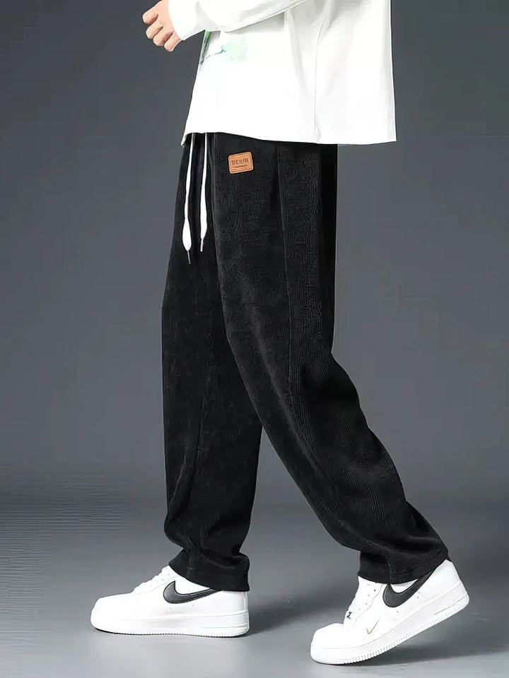 Men's Corduroy Pants - Relaxed Fit - Elasticated Drawstring Waist