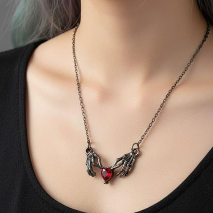 Skeleton Heart Pendant Necklace