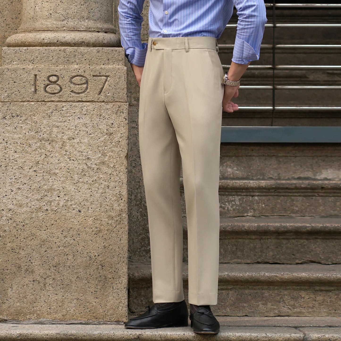 Men’s Slim Fit Ankle Trousers – Mid-Rise Tailored Style