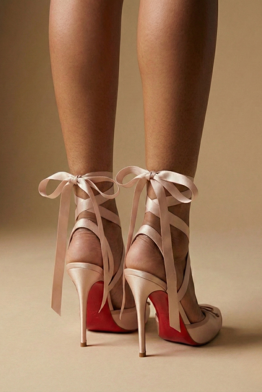 Women's Stiletto Heels - Square Toe Bow Detail Ankle Tie Wrap