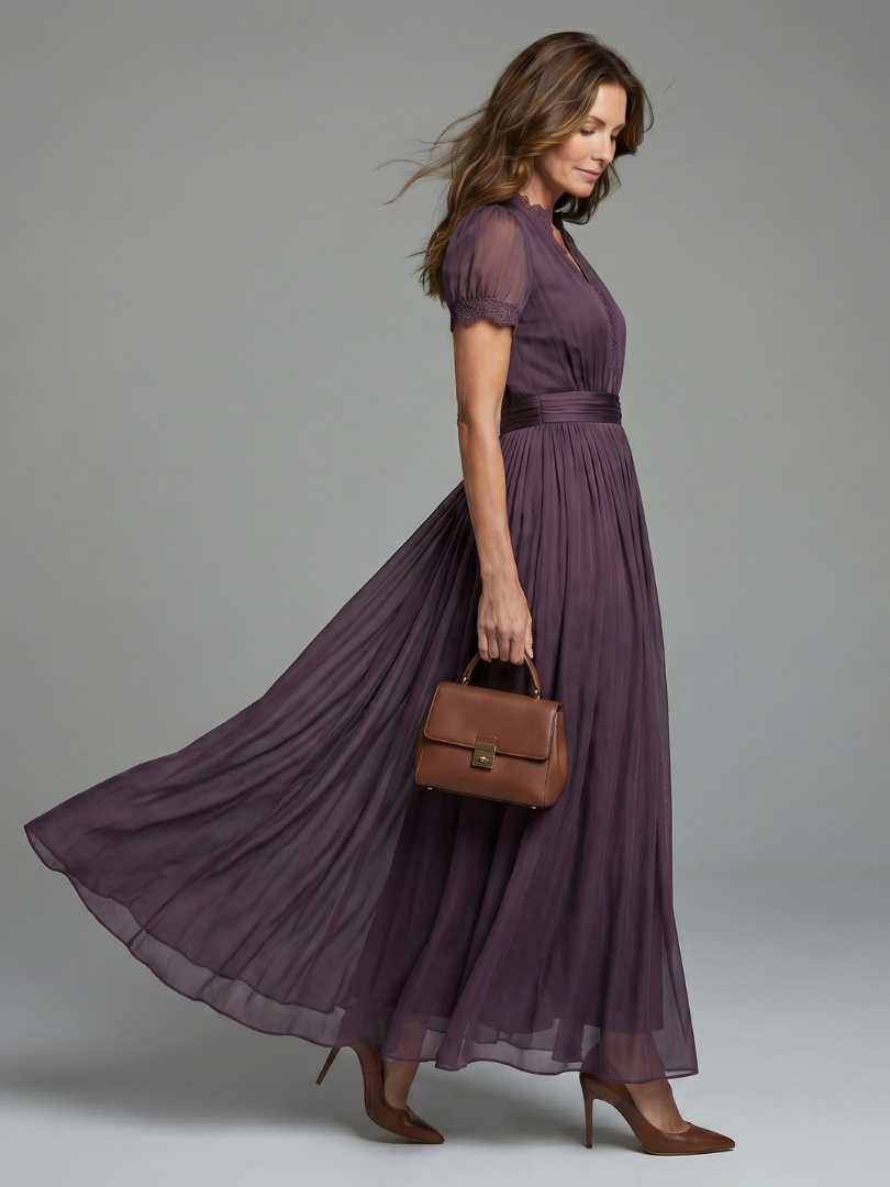 Elia | Keyhole Maxi Dress with Gathered Waist