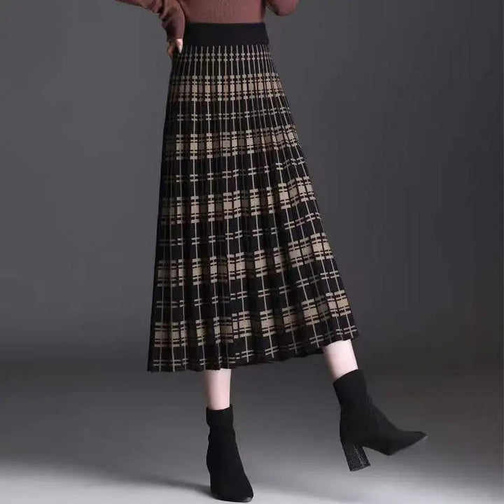 Knit Pleated Midi Skirt