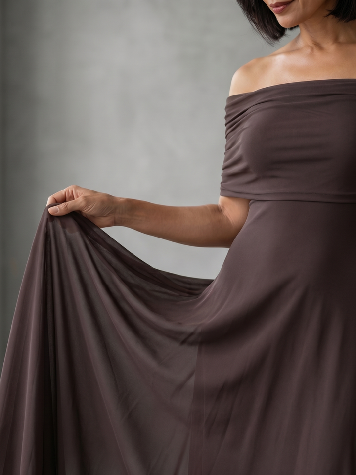 June | Off-Shoulder Draped Midi Dress