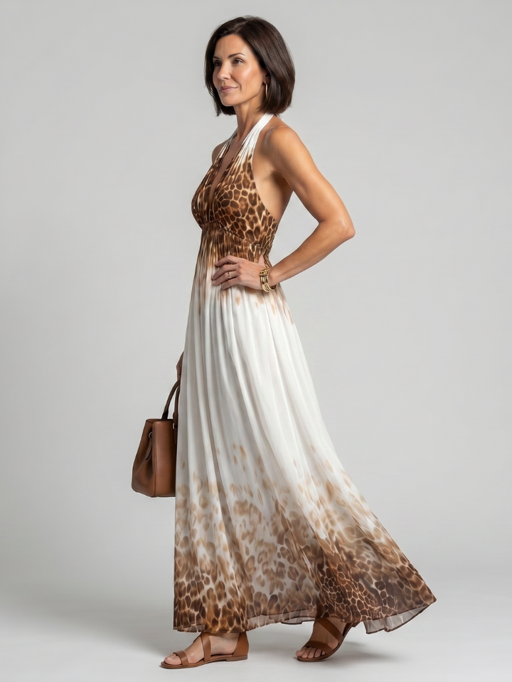 Orlune | White Midi Dress with Pleated Design