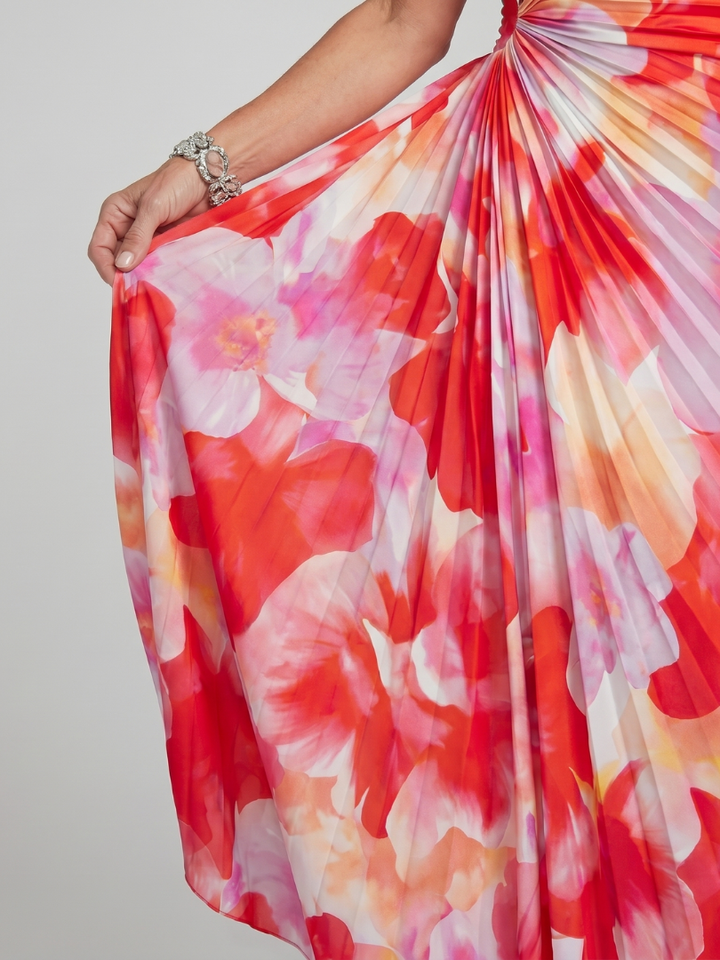 Taya | Asymmetrical Pleated Midi Dress with One Shoulder