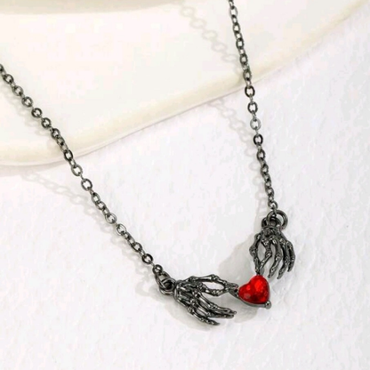 Skeleton Heart Pendant Necklace