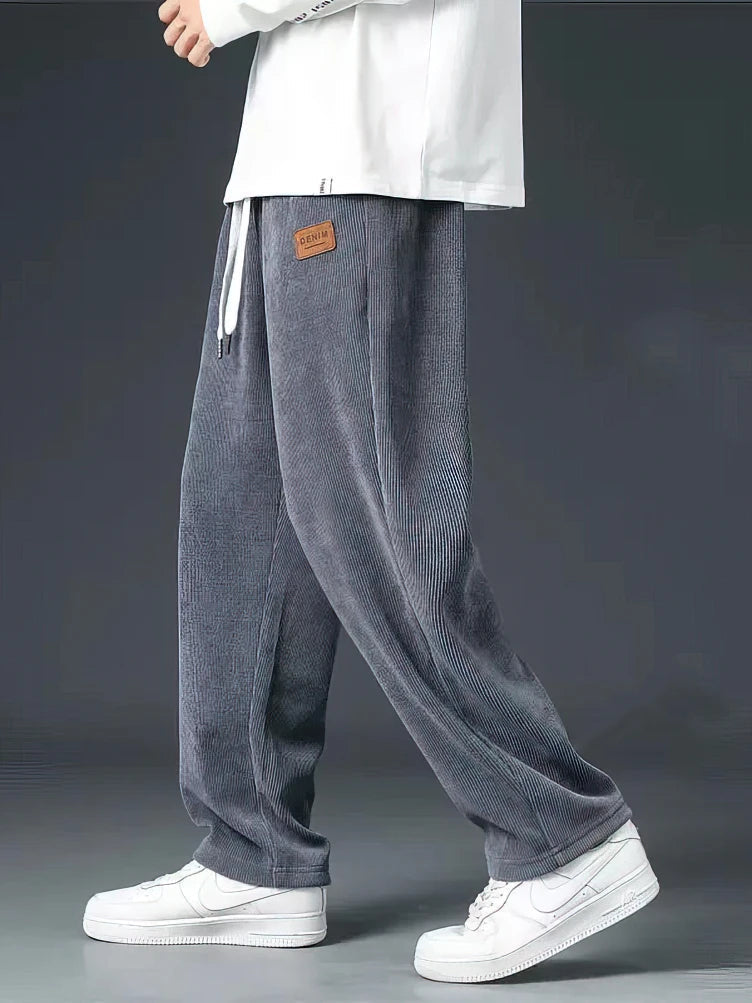 Men's Corduroy Pants - Relaxed Fit - Elasticated Drawstring Waist