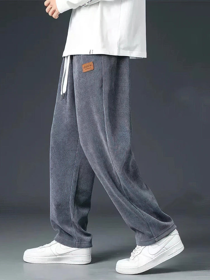 Men's Corduroy Pants - Relaxed Fit - Elasticated Drawstring Waist