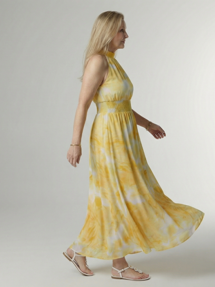 Sylin | Halter Midi Dress with Gathered Detail
