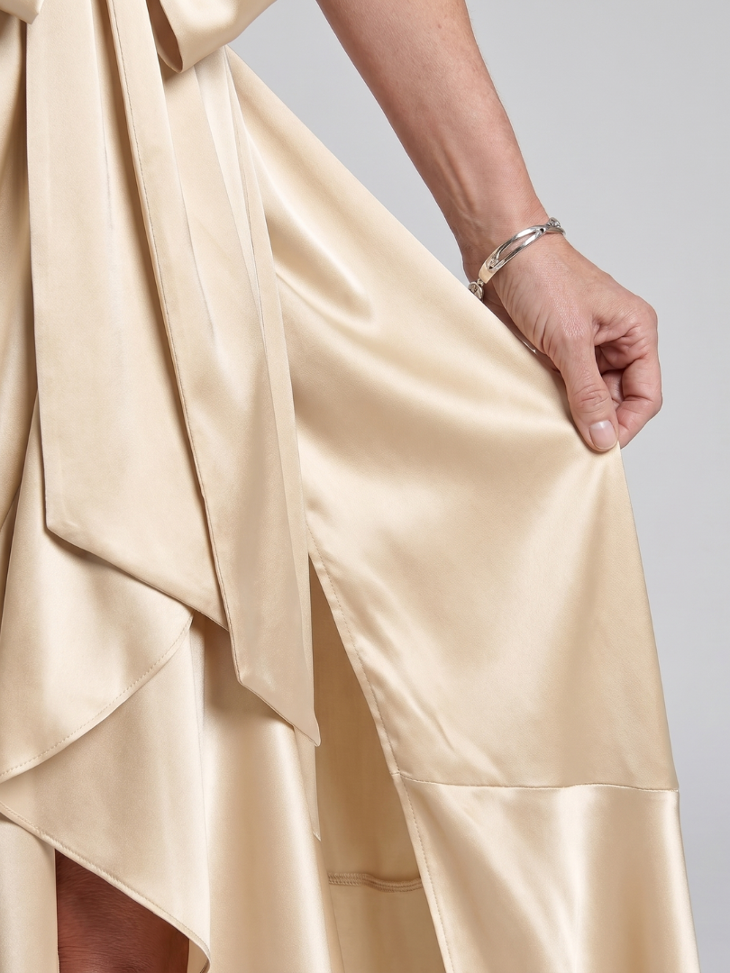 Honora | Asymmetric Hem Midi Dress with Halter Neck Wrap