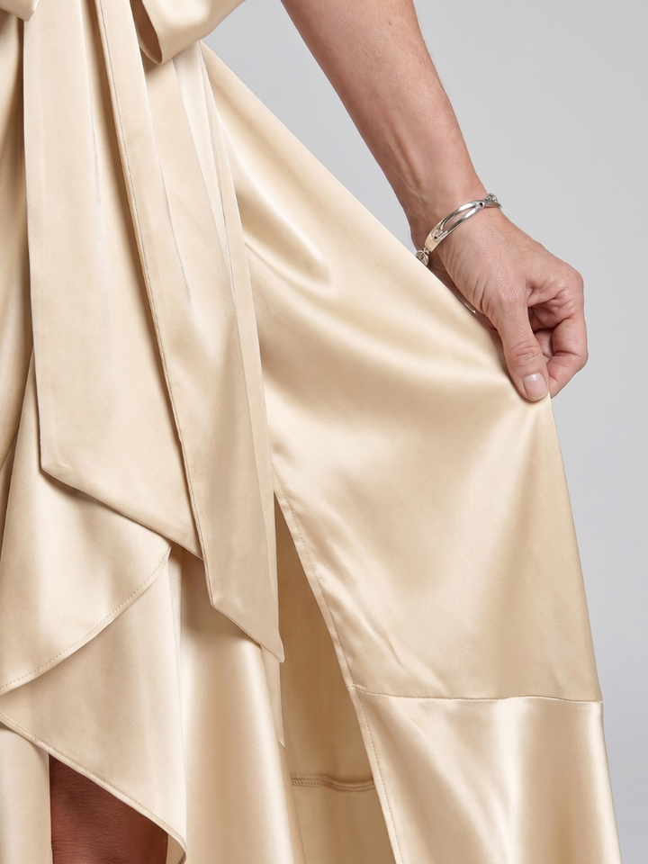 Honora | Asymmetric Hem Midi Dress with Halter Neck Wrap