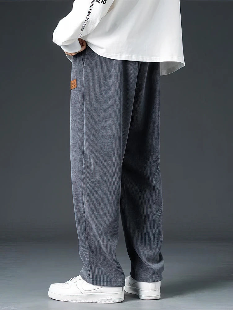 Men's Corduroy Pants - Relaxed Fit - Elasticated Drawstring Waist