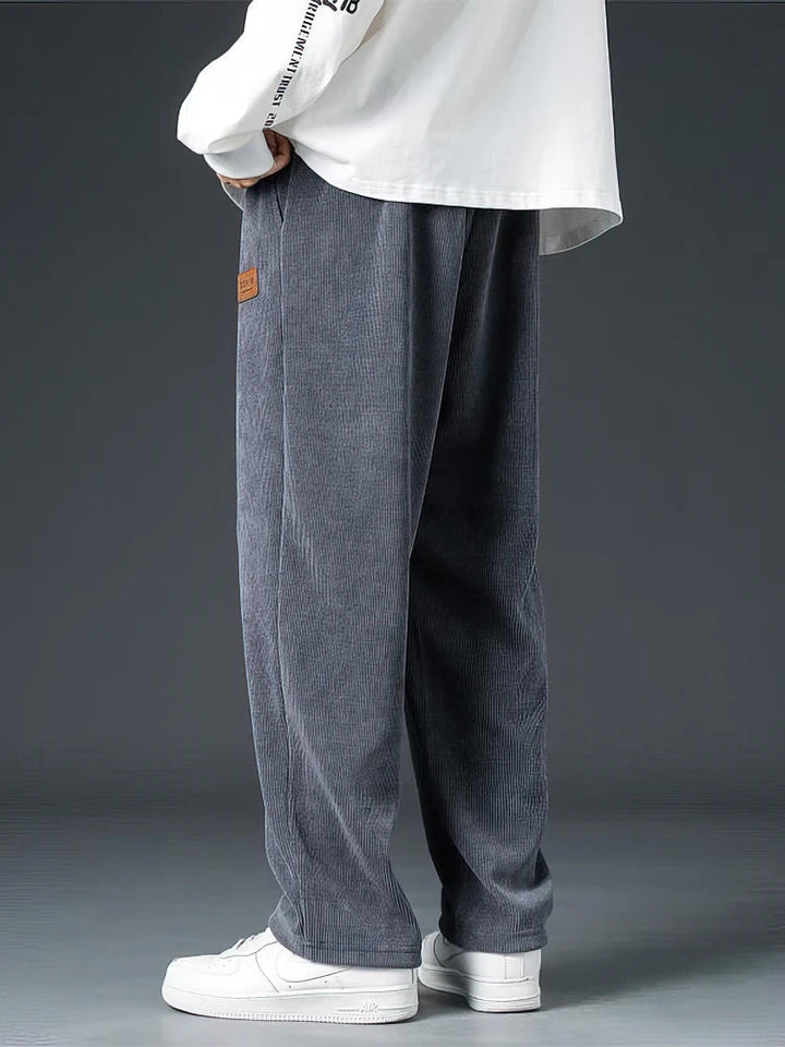 Men's Corduroy Pants - Relaxed Fit - Elasticated Drawstring Waist