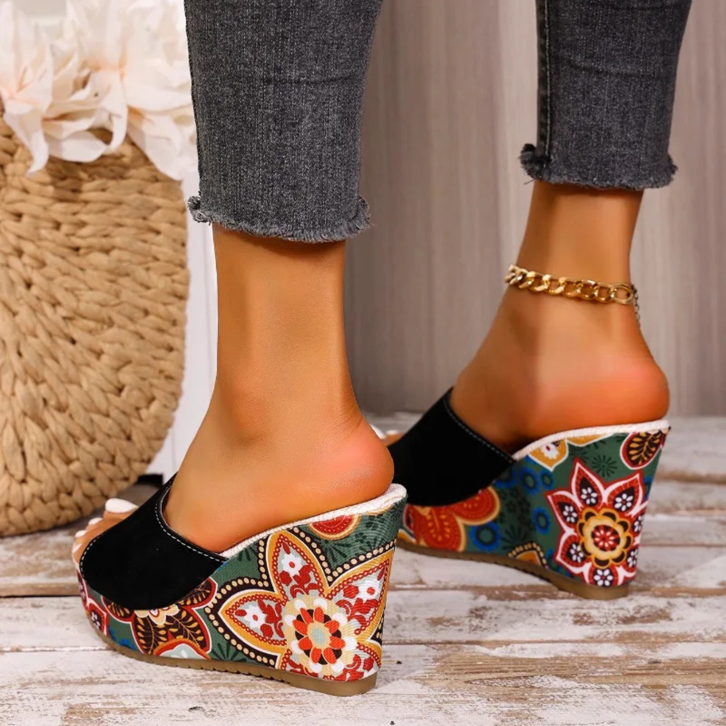Boheme Velvet Wedge Sandal