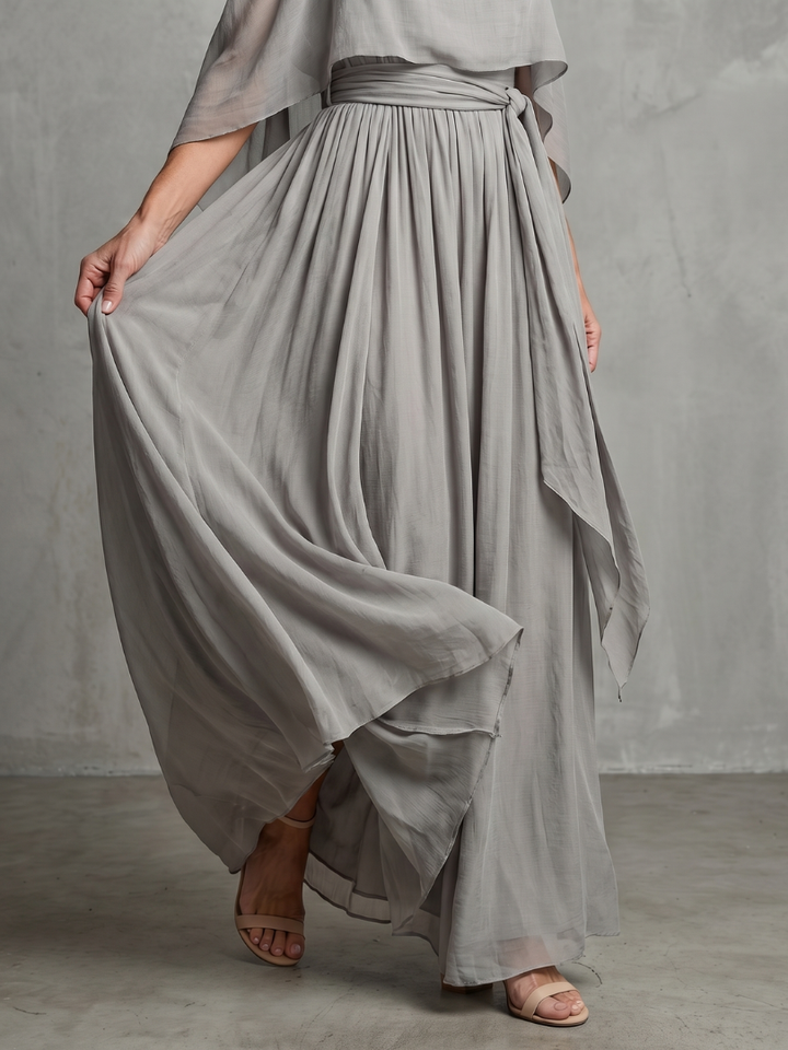 Marisol | Cold Shoulder Layered Drape Top & Wide Leg Pants Set