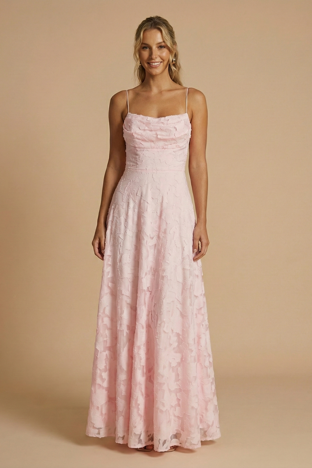 Women's Floral Maxi Dress - Spaghetti Strap Lace-Up Back