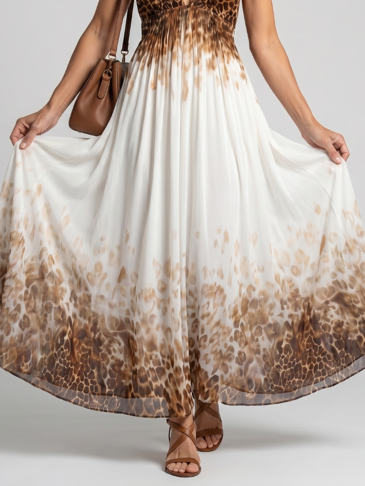 Orlune | White Midi Dress with Pleated Design