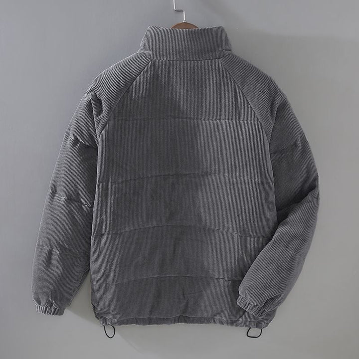 Men’s Quilted Stand Collar Puffer Jacket - Relaxed Fit Zip Front Outerwear