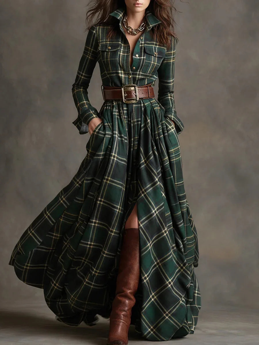 Ashbury Belted Plaid Dress