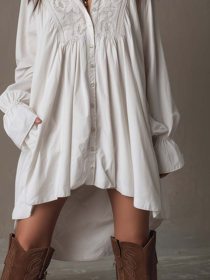 Lucia | Lace-Embellished Shirt Dress