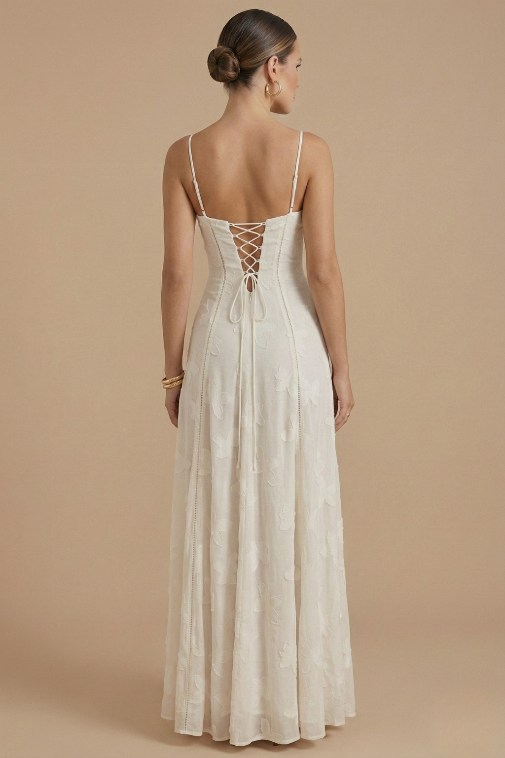 Women's Floral Jacquard Maxi Dress - Spaghetti Strap