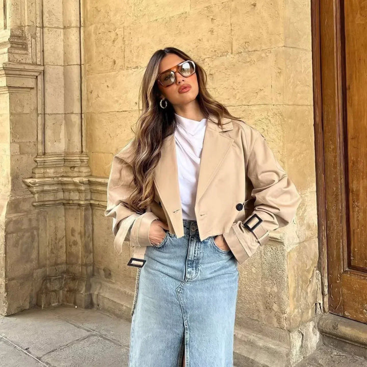 Sage - Cropped Belted Jacket