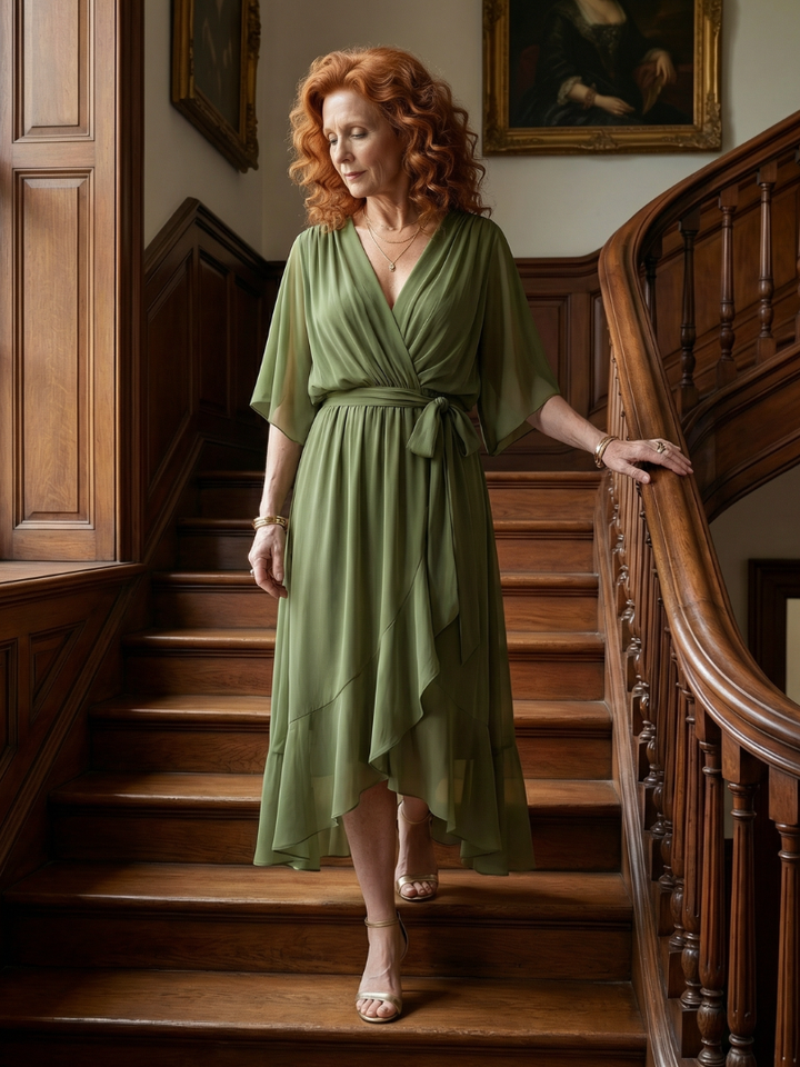 Elric | Flowing Midi Dress in Light Fabric