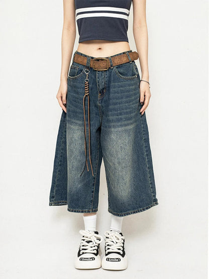 Rebel Wide-Leg Denim Culotte