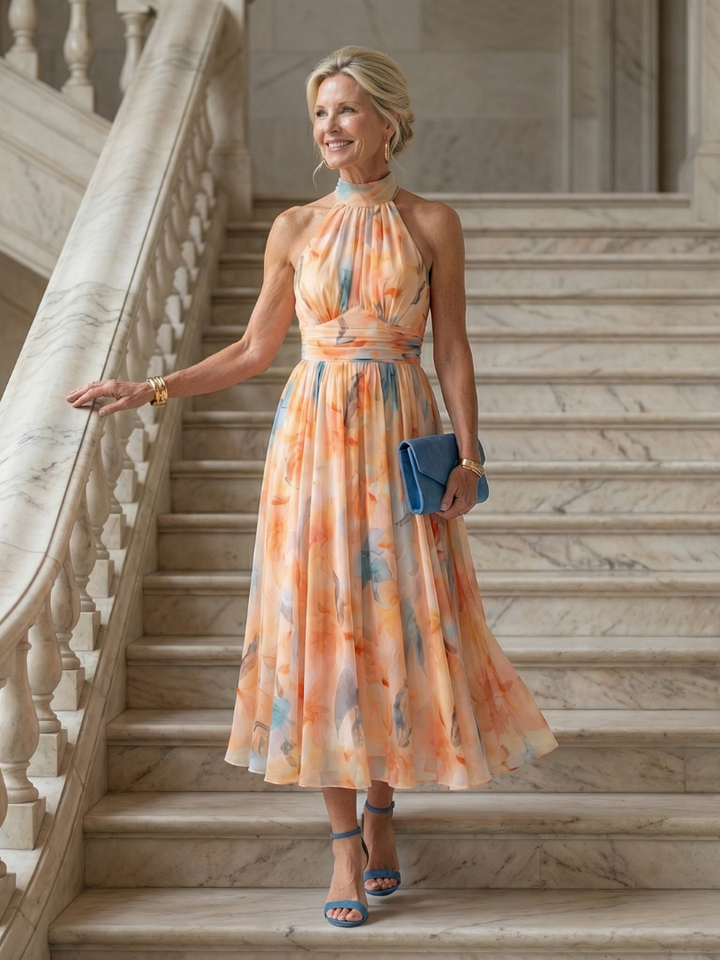 Elin | Gentle Halter Midi Dress