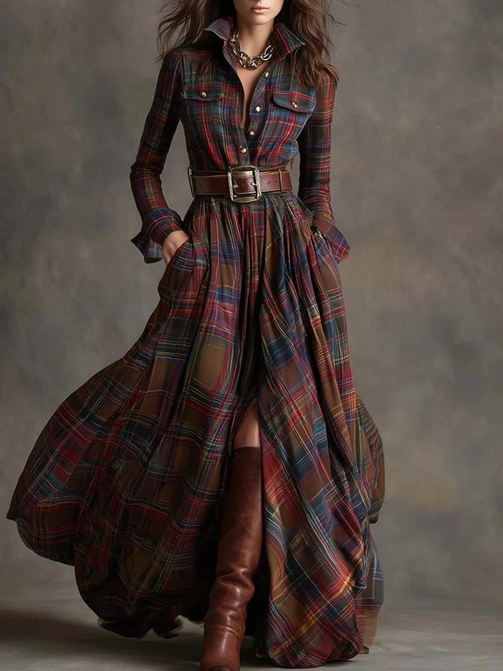 Ashbury Belted Plaid Dress