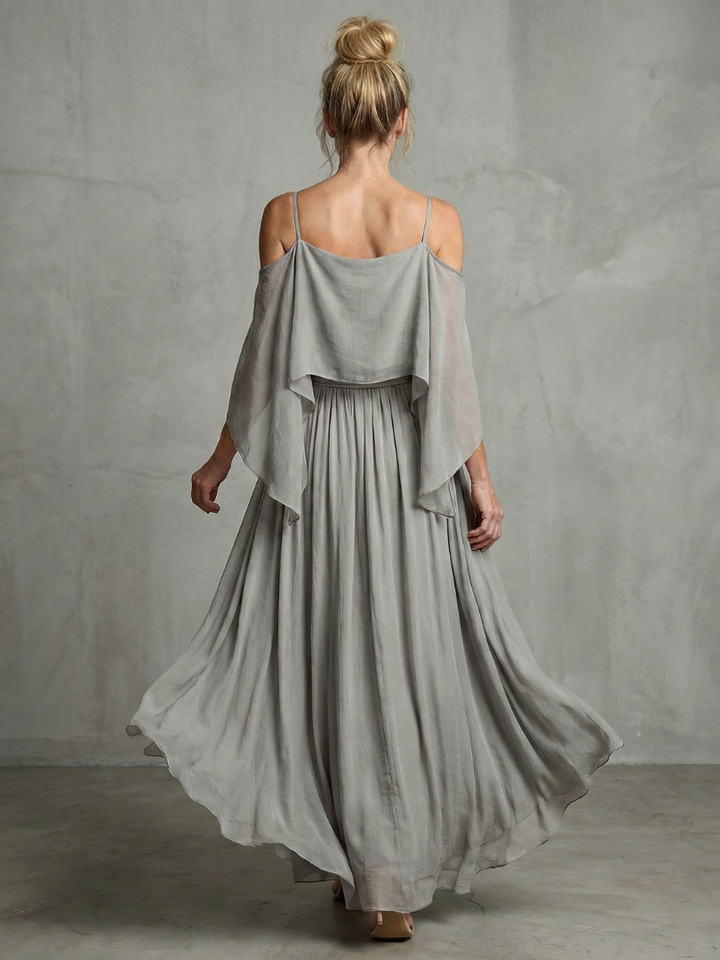 Marisol | Cold Shoulder Layered Drape Top & Wide Leg Pants Set