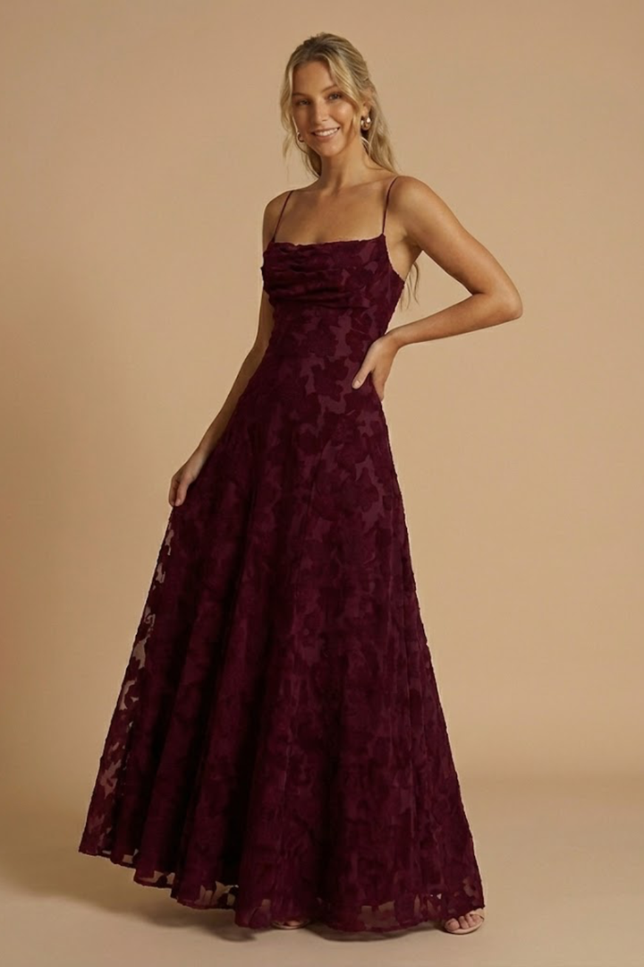 Women's Floral Maxi Dress - Spaghetti Strap Lace-Up Back