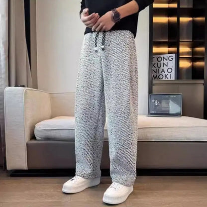 Men's Wide Leg Pants - Elasticated Waist Drawcord Twill
