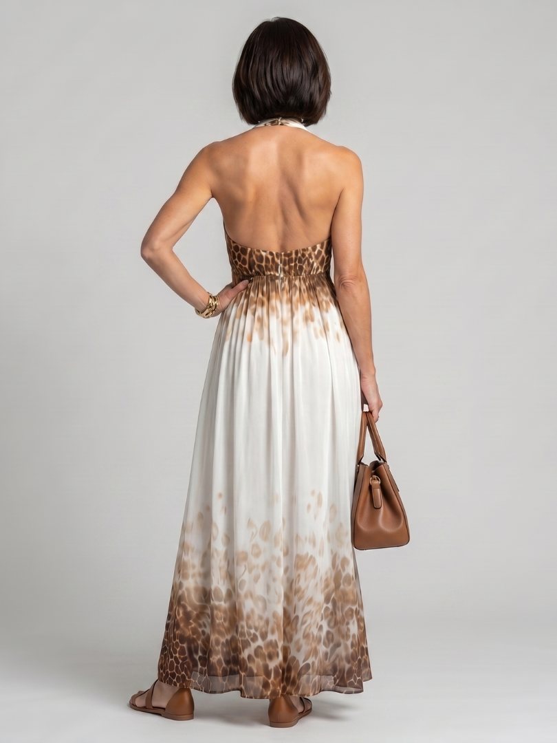 Orlune | White Midi Dress with Pleated Design